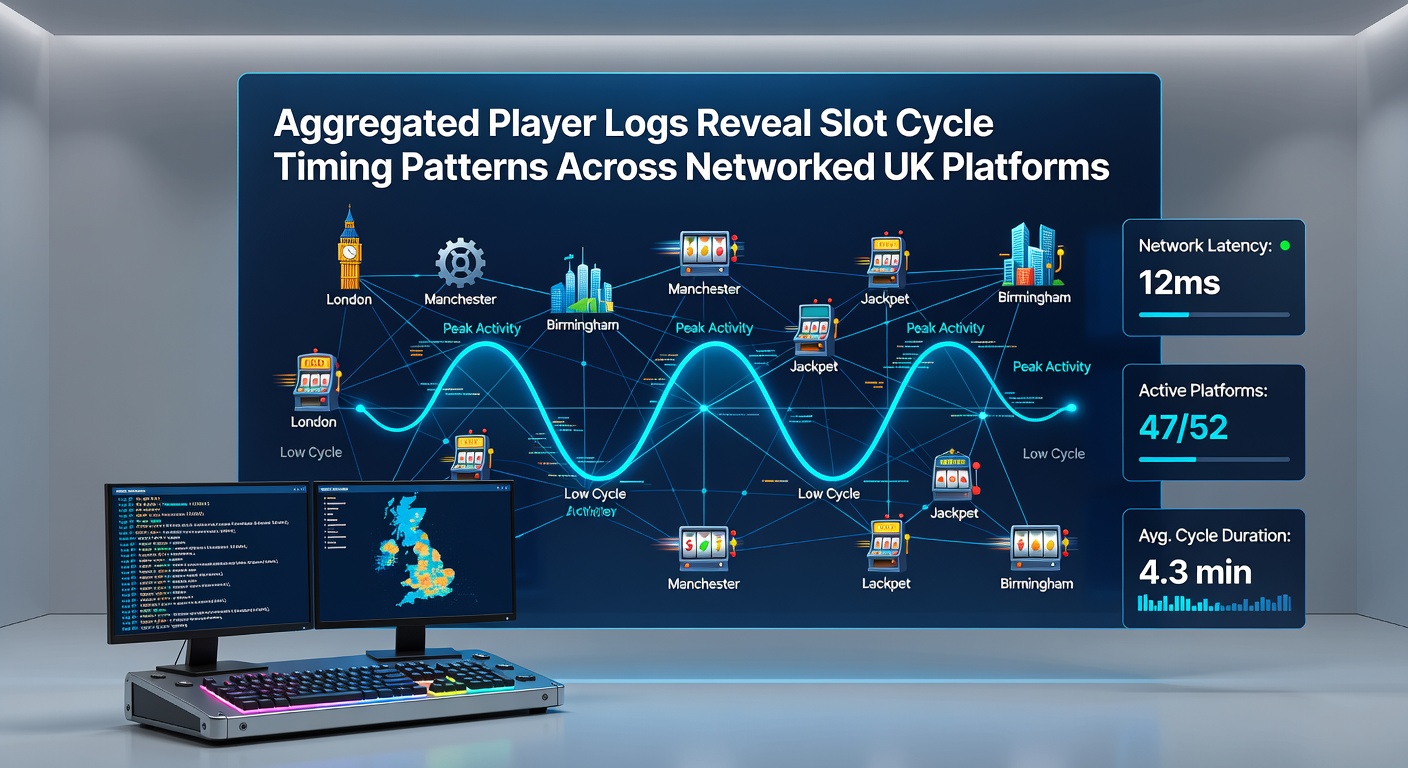 Aggregated data visualizations from UK slot platforms showing cycle timing distributions