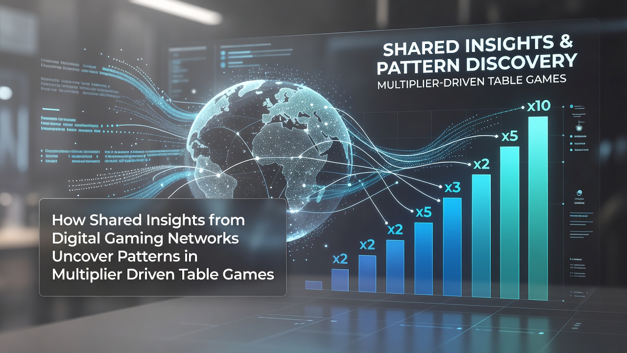Data visualization showing shared player insights mapping multiplier patterns across multiple table game sessions