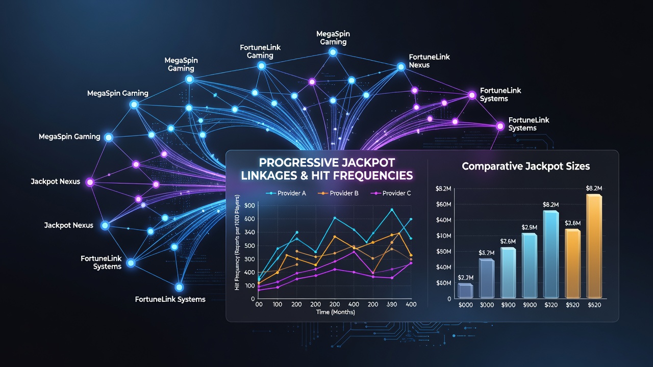 Chart displaying hit frequency trends for linked progressive jackpots from multiple providers