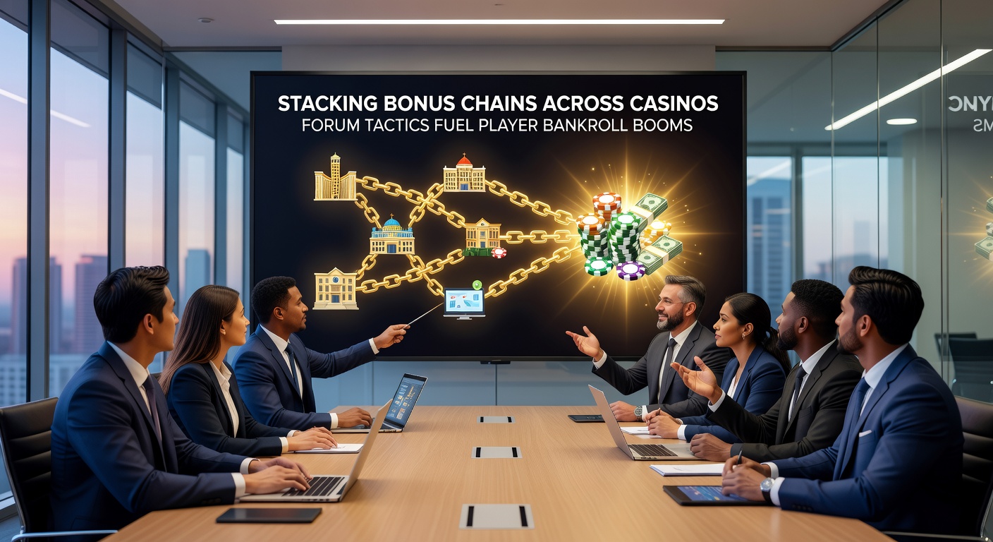 Screenshot-style graphic of a forum thread discussing bonus chain successes with balance graphs